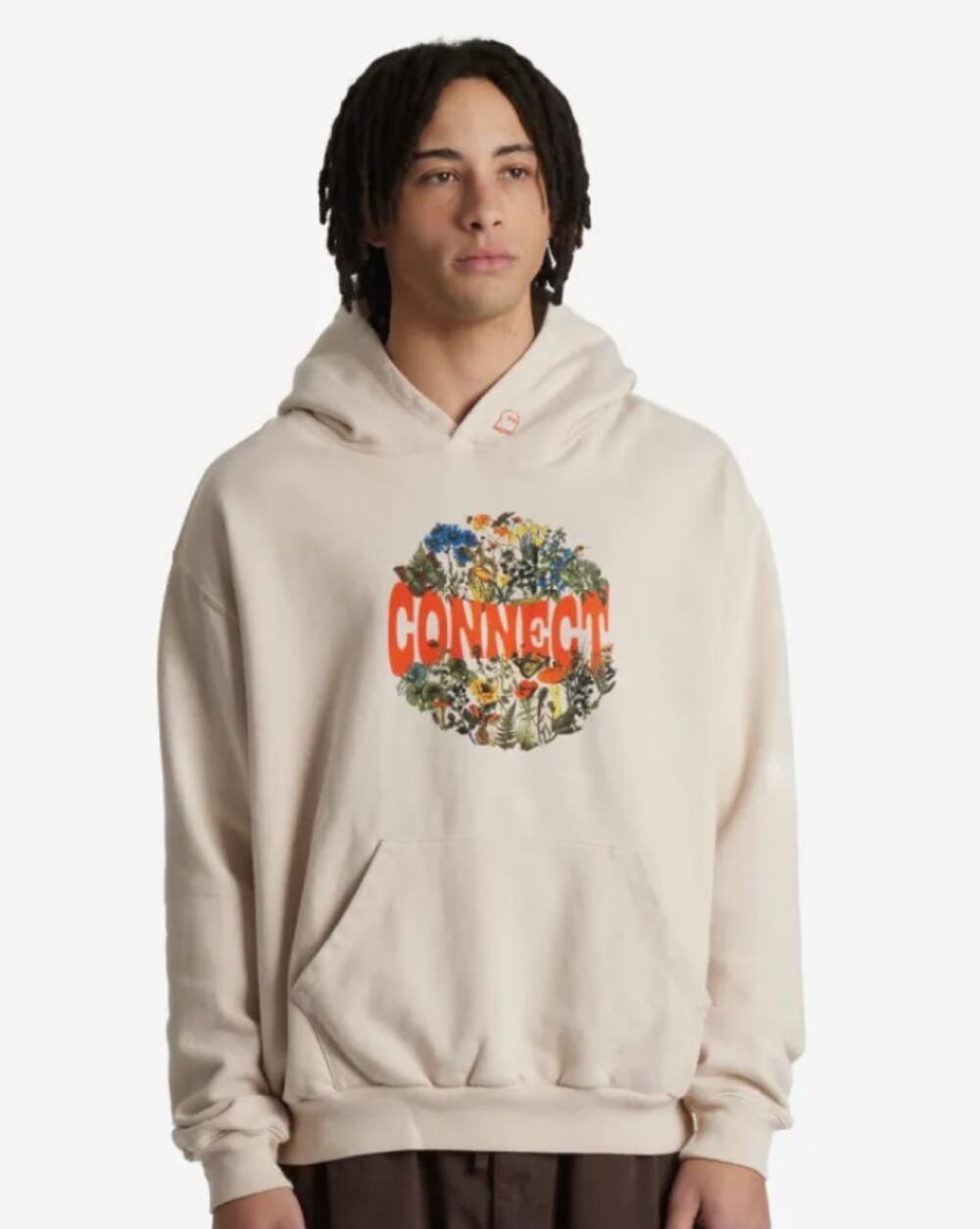 Lonely Ghost Connect Butterfly Heavyweight Hoodie Unisex Size L Cream Tan Street